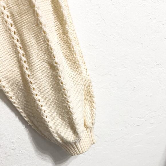 Astr Sweater Medium Knit Cross Front Wrap Balloon Sleeves Cream Ivory - Picture 3 of 6